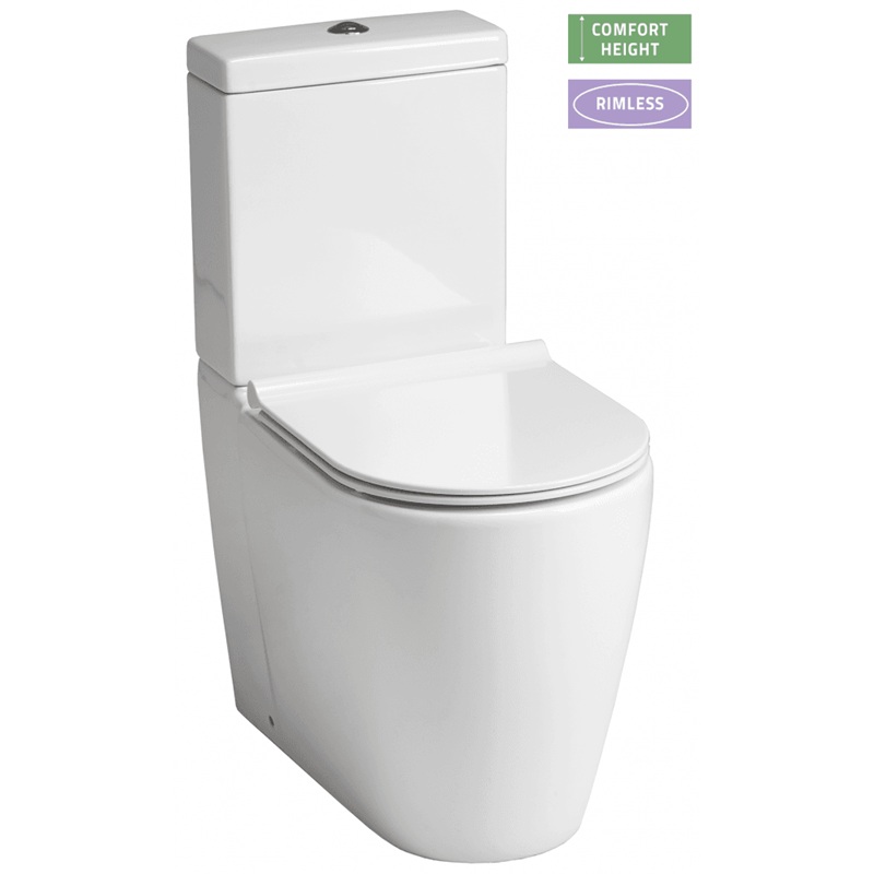 Roma Rimless Comfort Height Close Coupled Pan & Soft Close Seat